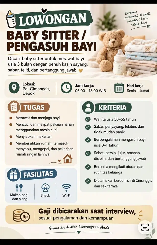 Dibutuhkan art dan pengasung baby