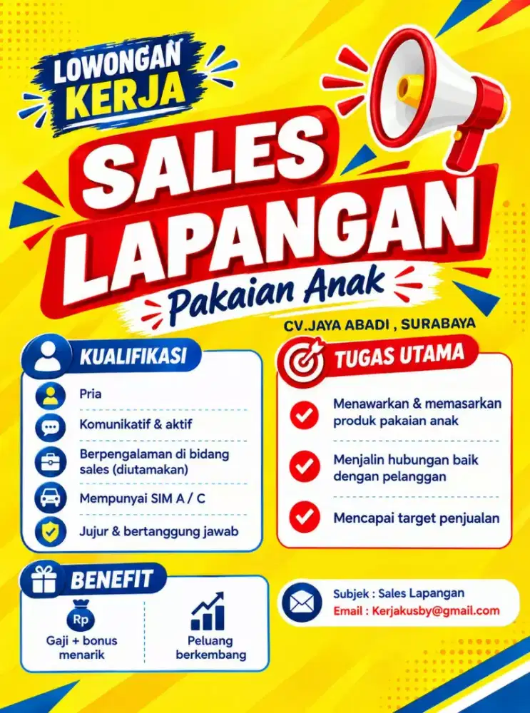 SALES LAPANGAN PAKAIAN ANAK