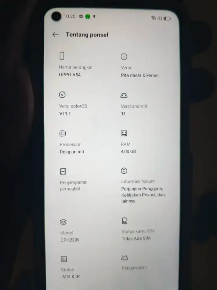 Oppo a54 4/128 lengkap
