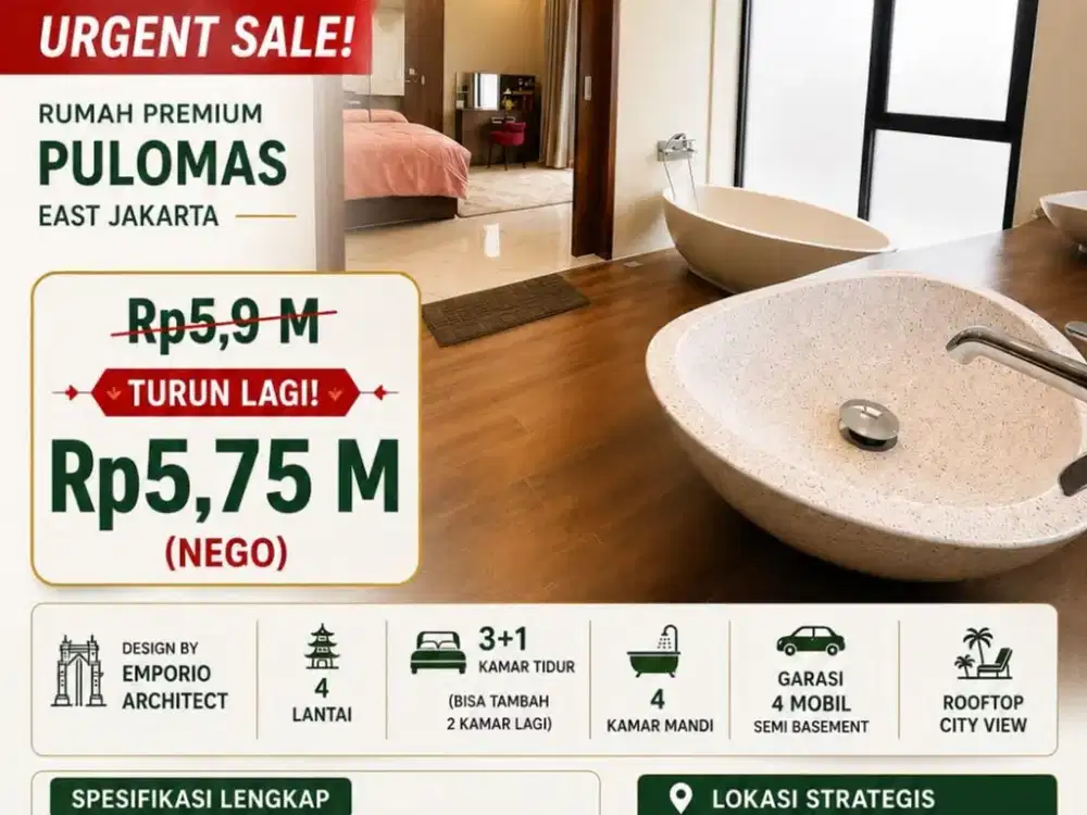 Rumah Bagus Komplek Pulo Mas 4 Lantai Siap Huni