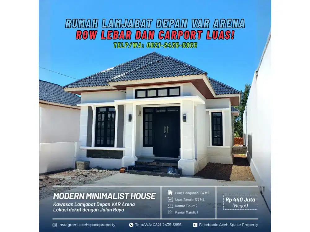 Dijual Rumah Murah di Lamjabat Depan VAR Arena - Row Lebar dan Carport Luas!