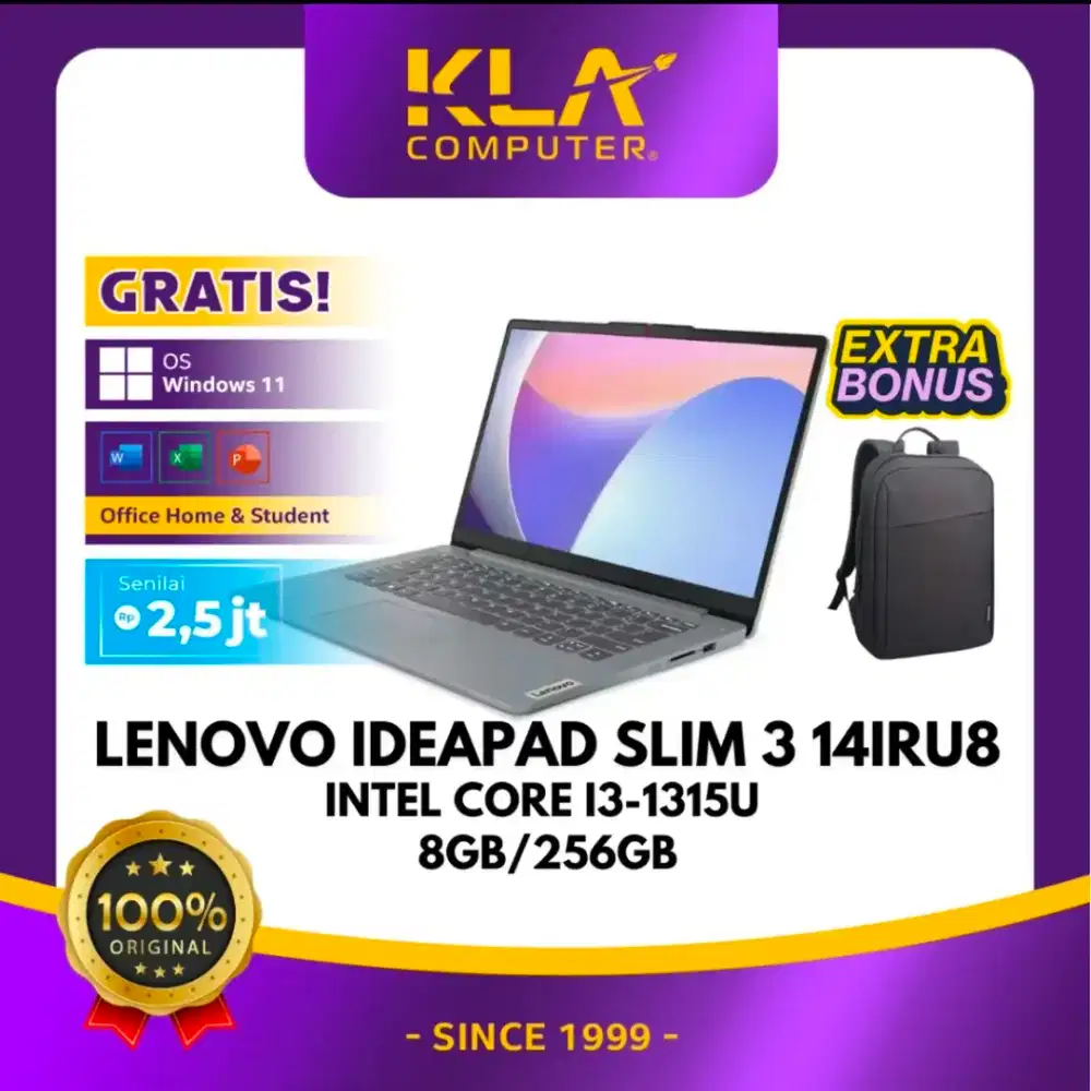Laptop Lenovo Ideapad Slim3 14IRU8 Core i3 Kredit DP 0 Proses Cepat
