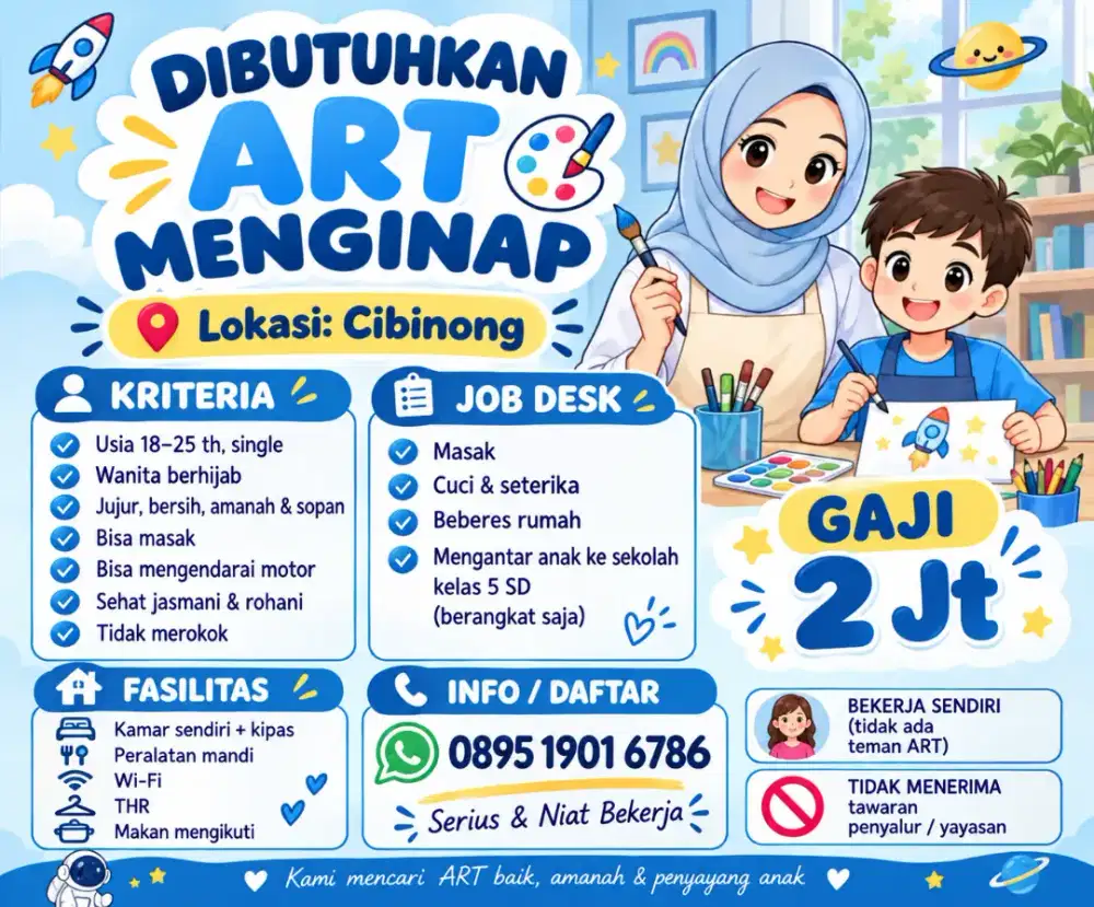 Dicari ART Menginap