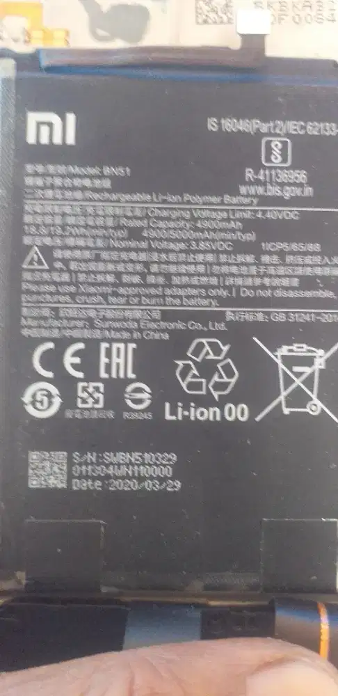 BATRE REDMI 8A PRO .KODE BN51
