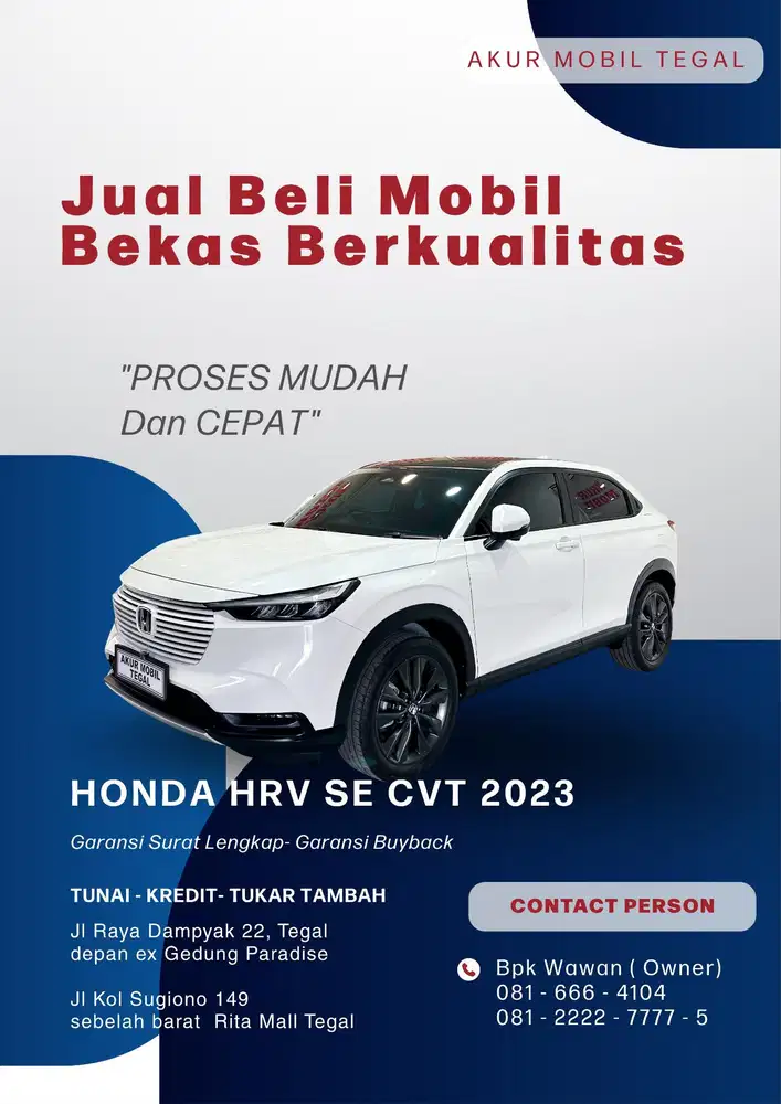 ISTIMEWA ! HRV HR-V SE CVT 2023 PUTIH FUL ORI KREDIT MUDAH