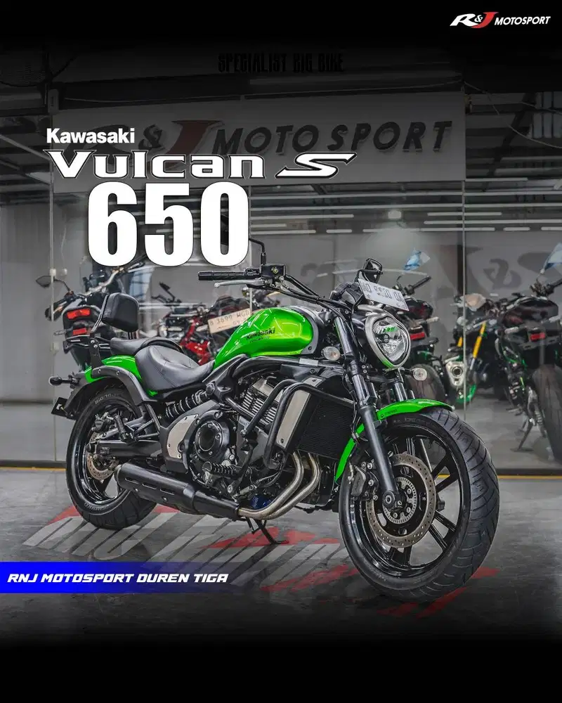 Kawasaki Vulcan 650 cc Vulcan650 Km 2.000an Nik 2015 warna hijau