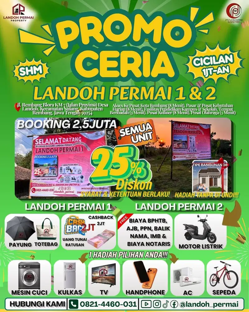 TANAH KAVLING TERMURAH DAN STRATEGIS DI REMBANG SERTA BANYAK PROMO
