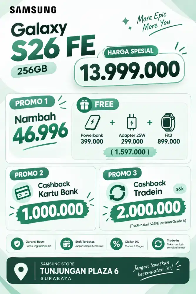 SAMSUNG GALAXY S26FE 5G CICILAN 0%