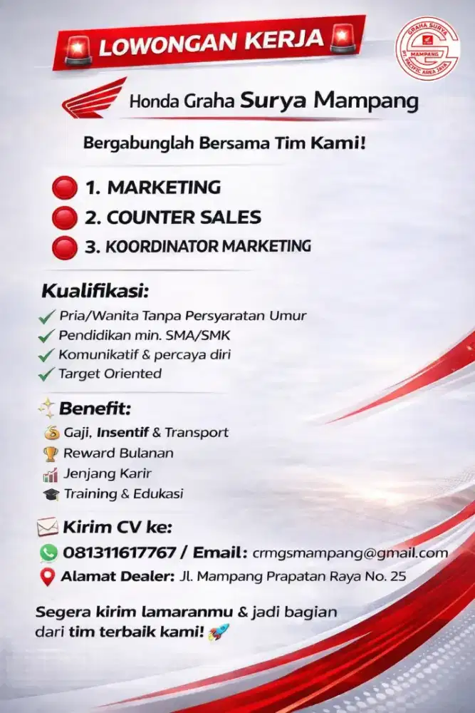 Koordinator , Marketing dan Counter