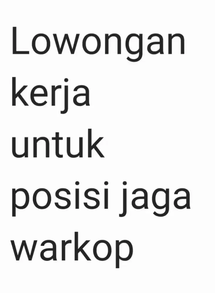 Lowongan kerja jaga warkop