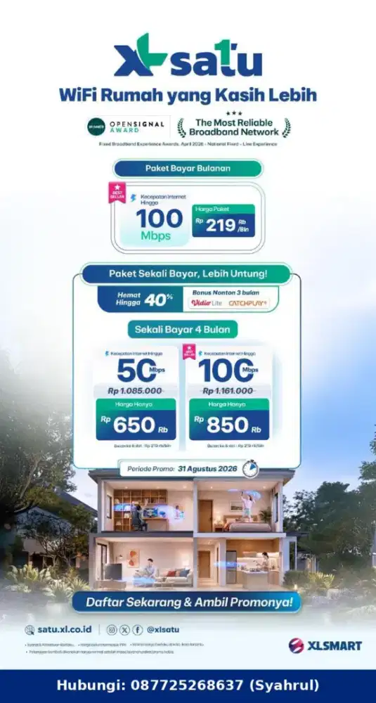WiFi Rumah XL Satu 5G FWA Bayar 4 Bulan Langsung Hemat 40 Persen