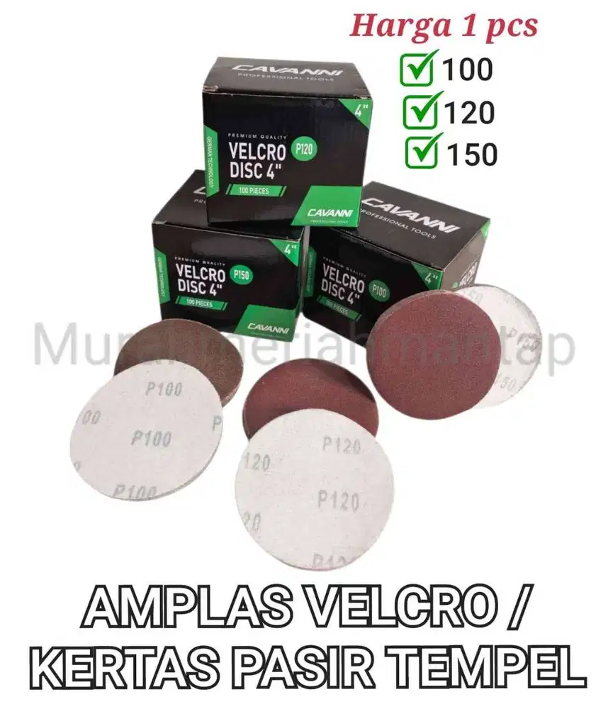 AMPLAS VELCRO/KERTAS PASIR TEMPEL/AMPLAS BULAT 4 INCH