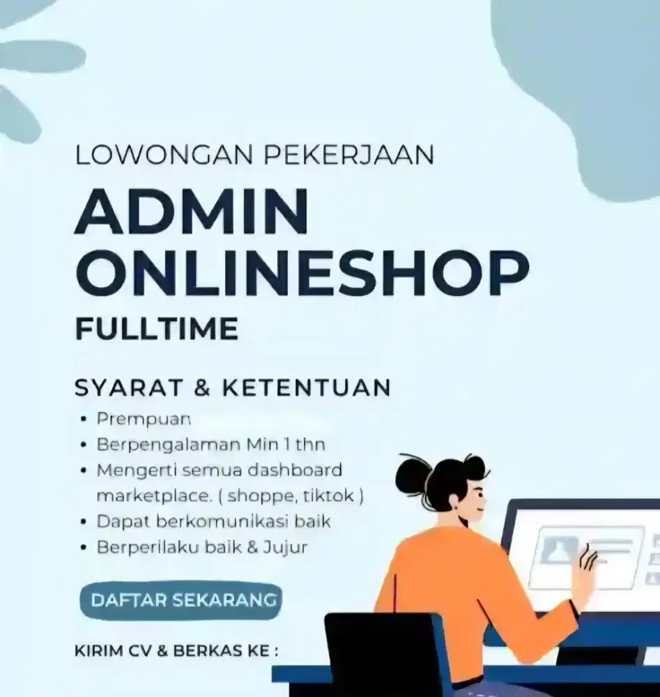 LOKER ADMIN ONLINESHOP KHUSUS WANITA SAJA