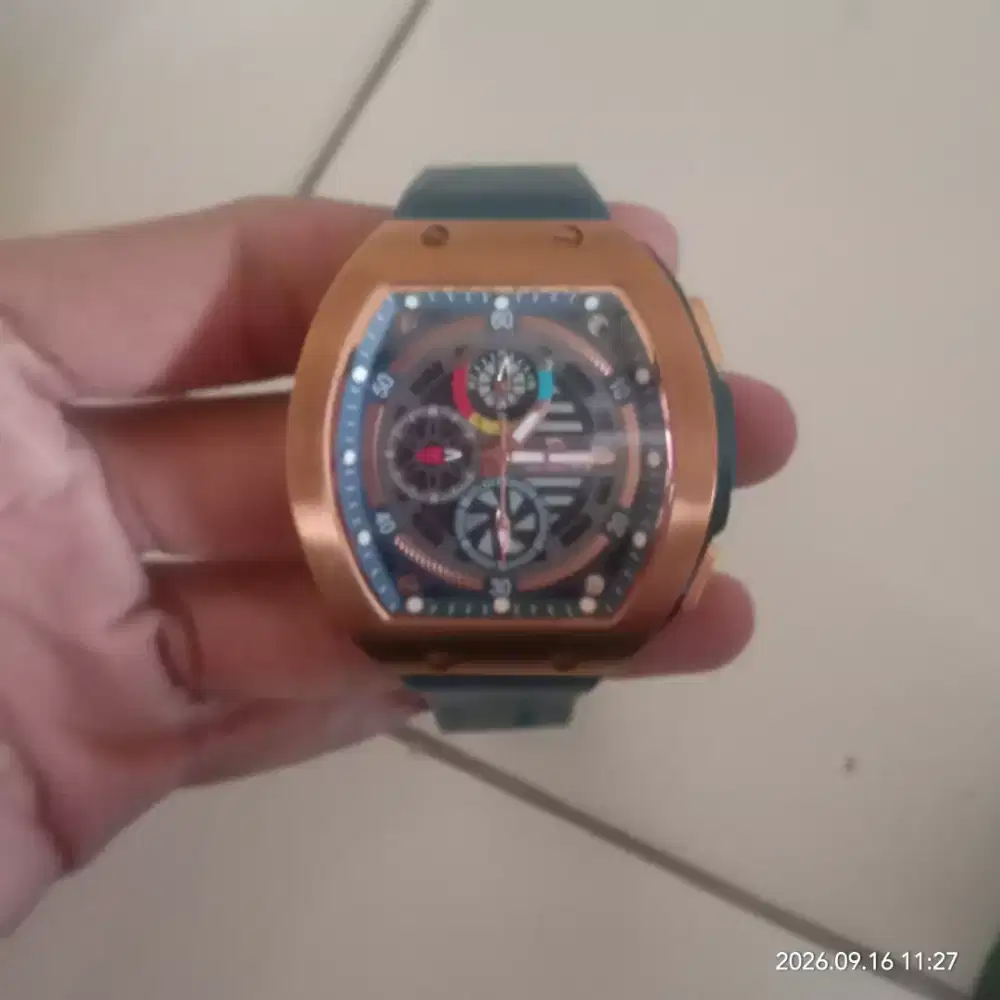 jual jam tangan pria ori original Elvano rubber karet strap biru