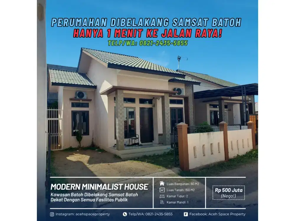 Dijual Rumah Second Terawat Dibelakang Samsat Batoh - Dekat Jalan Raya Batoh!