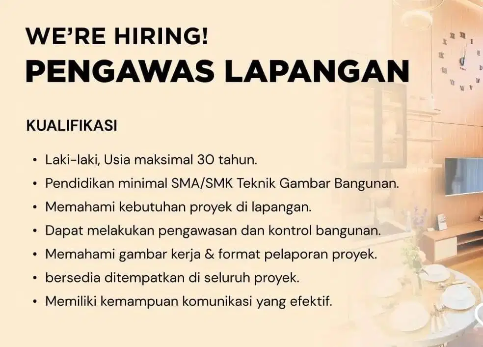 Lowongan Pekerjaan Pengawas Lapangan