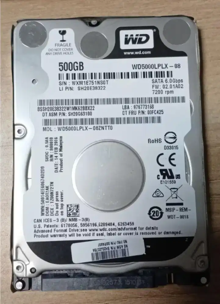 HDD 2.5 500GB WD Black 500GB Hard disk 2.5 inchi 500GB Harddisk 500GB