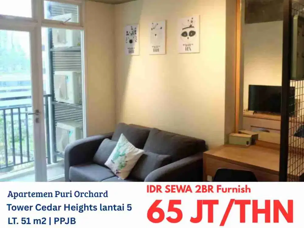 FRZ002 DISEWA apartemen Puri Orchard tower Cedar Heights lantai 5 2BR furnish samping gedung OT Jakarta Barat