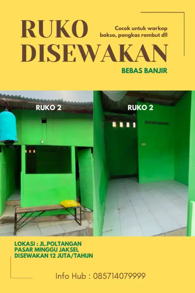 Di sewakan ruko