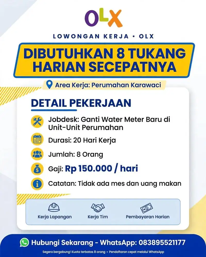 Dibutuhkan Tukang Harian Ganti Water Meter - Perumahan Karawaci