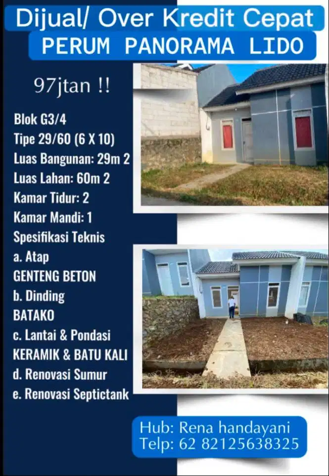 JUAL / Over Kredit Rumah Cicilan Ringan! daerah Lido cigombong