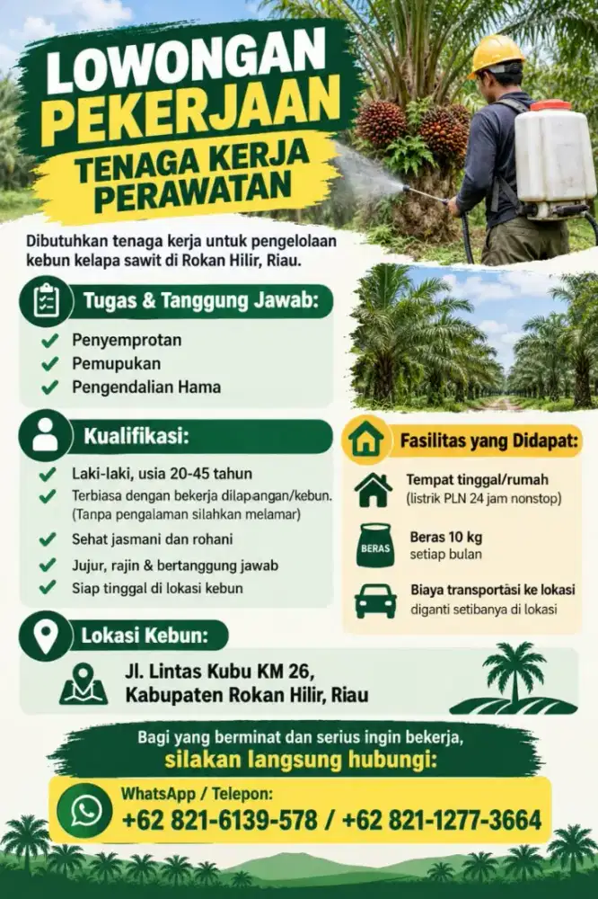 LOWONGAN KERJA TENAGA PERAWATAN TANAMAN