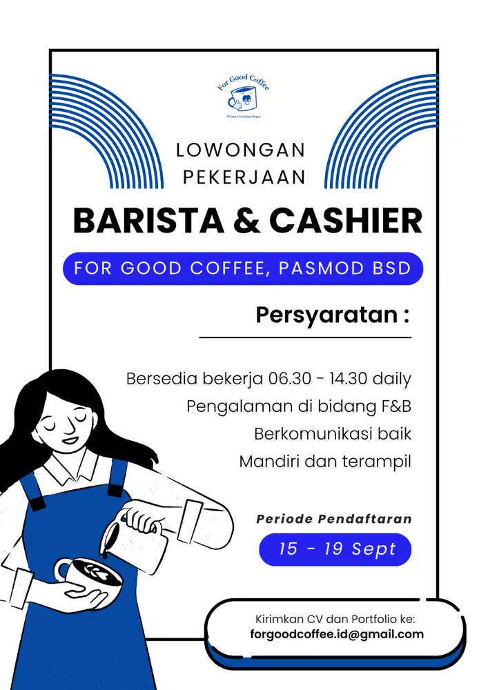 Rekrutmen Kerja Barista & Cashier For Good Coffee Pasar Modern BSD