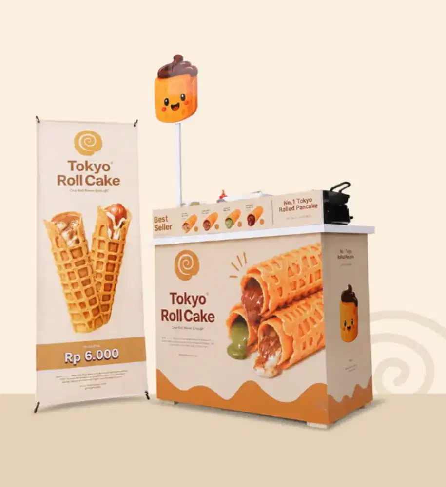 Meja booth Portable Tokyo roll cake