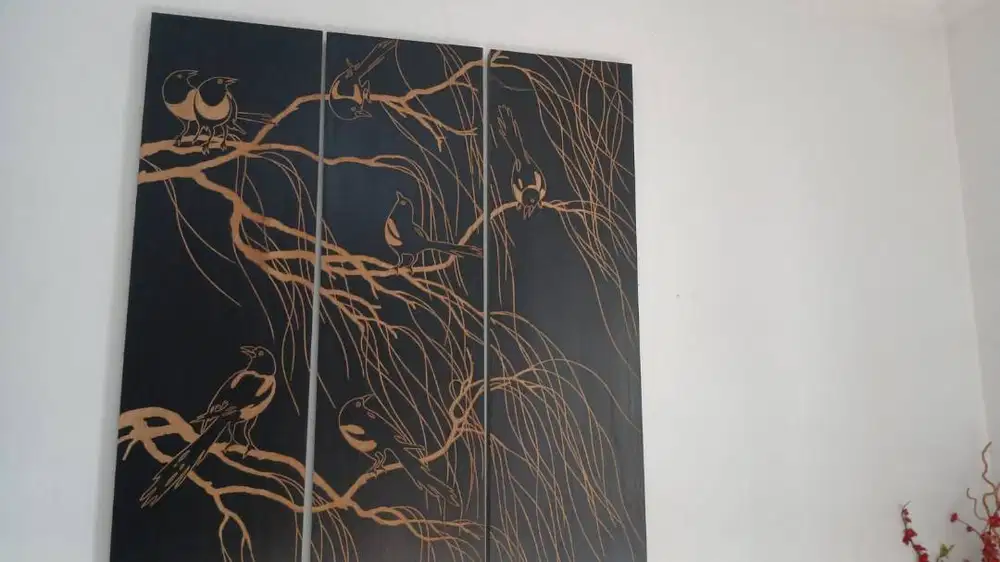 JUAL LUKISAN UKIR KAYU 3 PANEL ORIENTAL - INFORMA