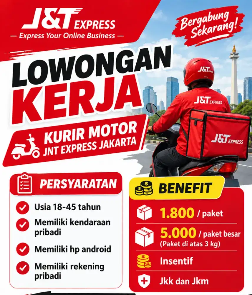 LOWONGAN PEKERJAAN KURIR MOTOR JNT EXPRESS