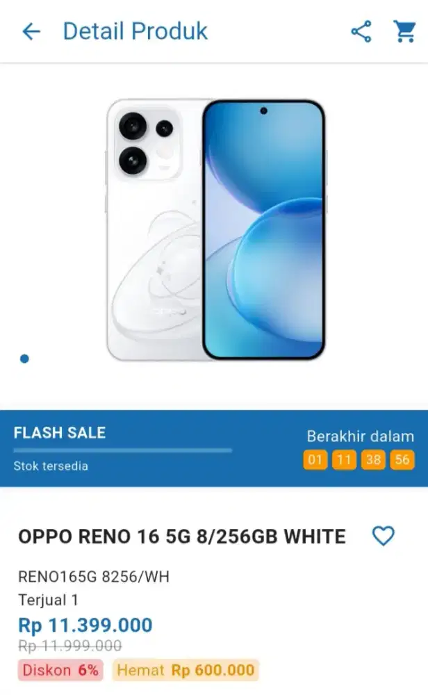 CICILAN OPPO RENO 16 8/256GB HOME CREDIT
