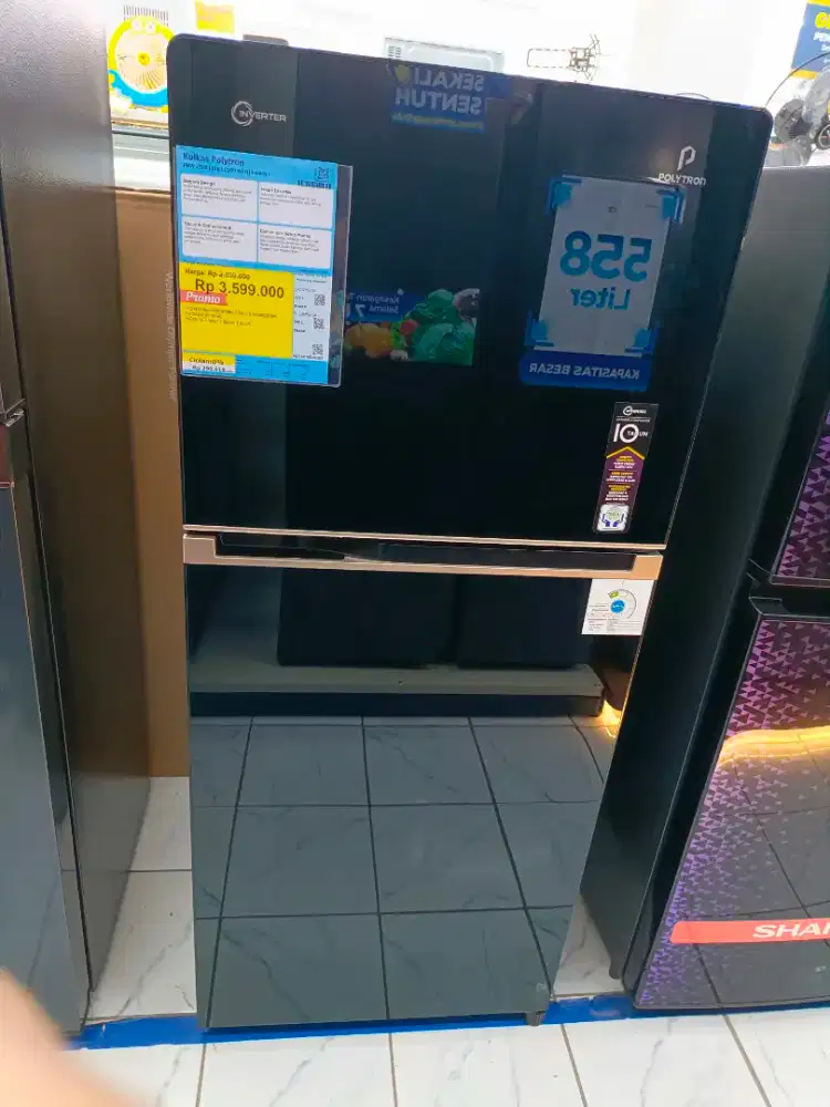Promo Kulkas Polytron 2 Pintu Inventer cicilan Tanpa Dp