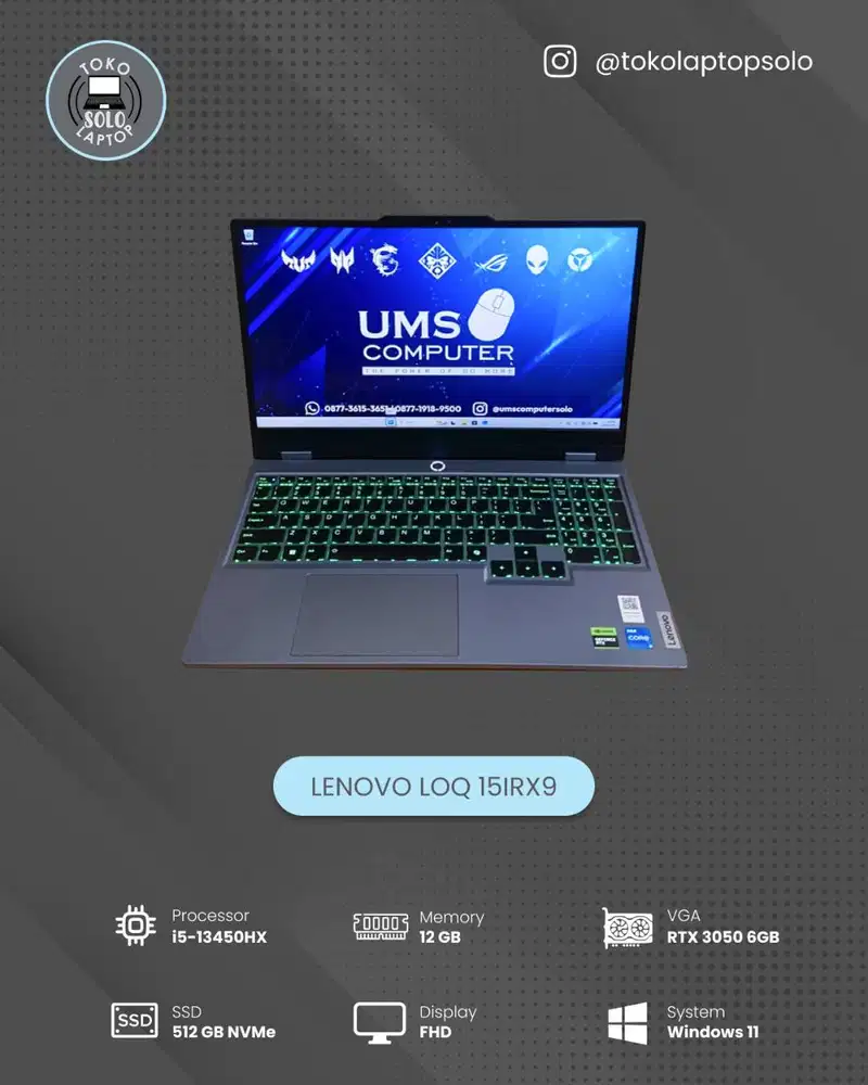 LENOVO LOQ 15IRX9 CORE I5 13450HX Ram 12GB SSD 512GB RTX 3050