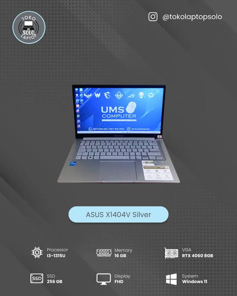 ASUS X1404V CORE I3 1315U Ram 16GB SSD 256GB FHD