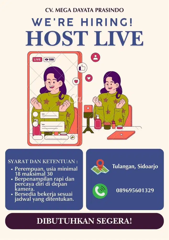 DIBUTUHKAN SEGERA HOST LIVE