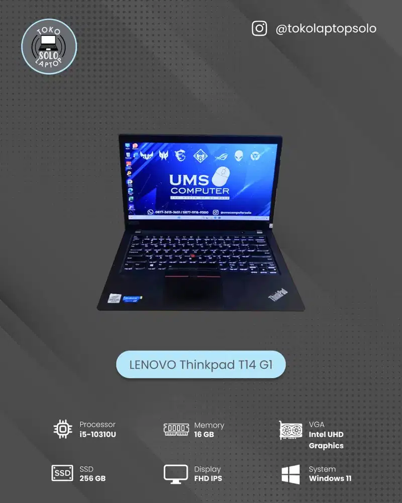 LENOVO THINKPAD T14 G1 CORE I5 10310U Ram 16GB SSD 256GB