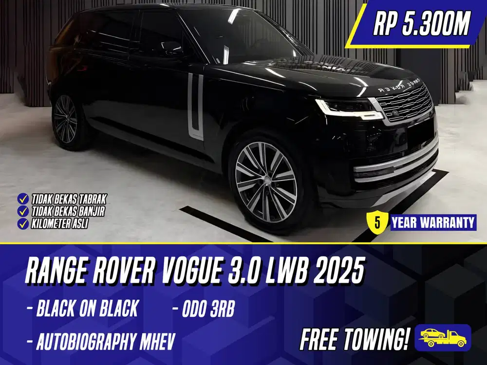 Range Rover Vogue 3.0 LWB Autobiography MHEV 2025 NIK 2024 Black Hitam
