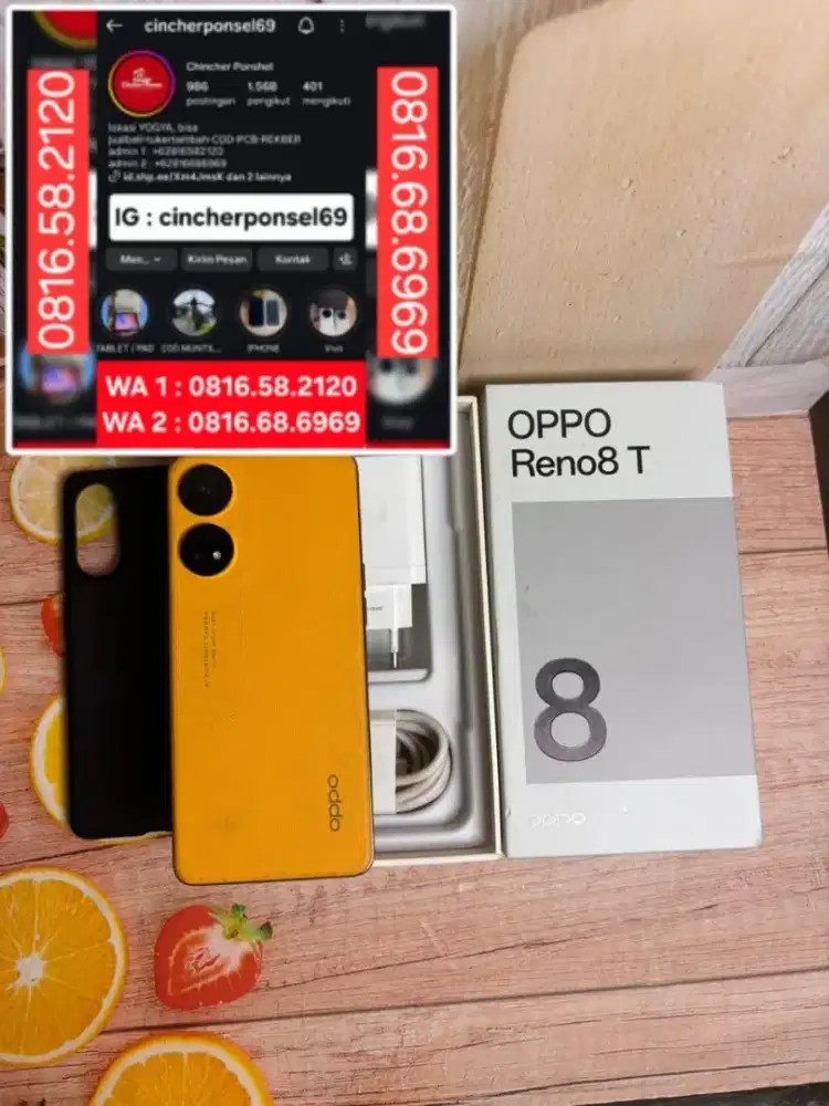 Jual hp Oppo Reno 8T 8/256 istinewa siap pakai