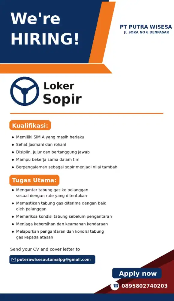 Sopir/Driver Gas LPG