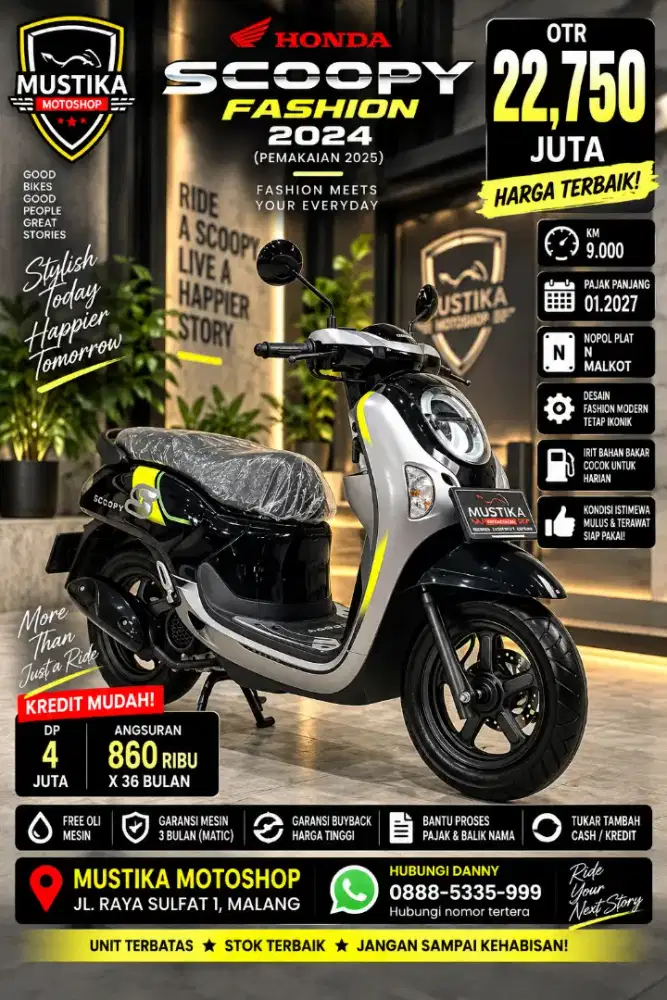 Honda Scoopy 2024 pmk 2025. Km 9rb. N kota. DANNY Mustika Motor Sulfat