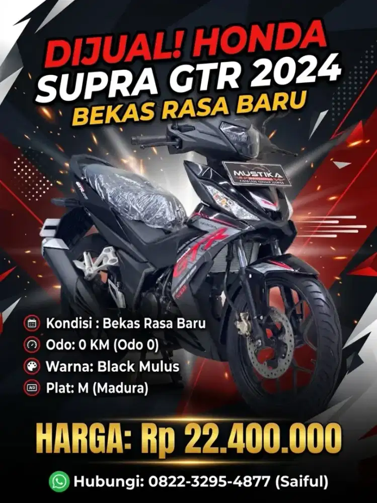 Odo O Istimewa!!Honda Supra Gtr 2024 Bekas Rasa Baru Plat M-Mustika