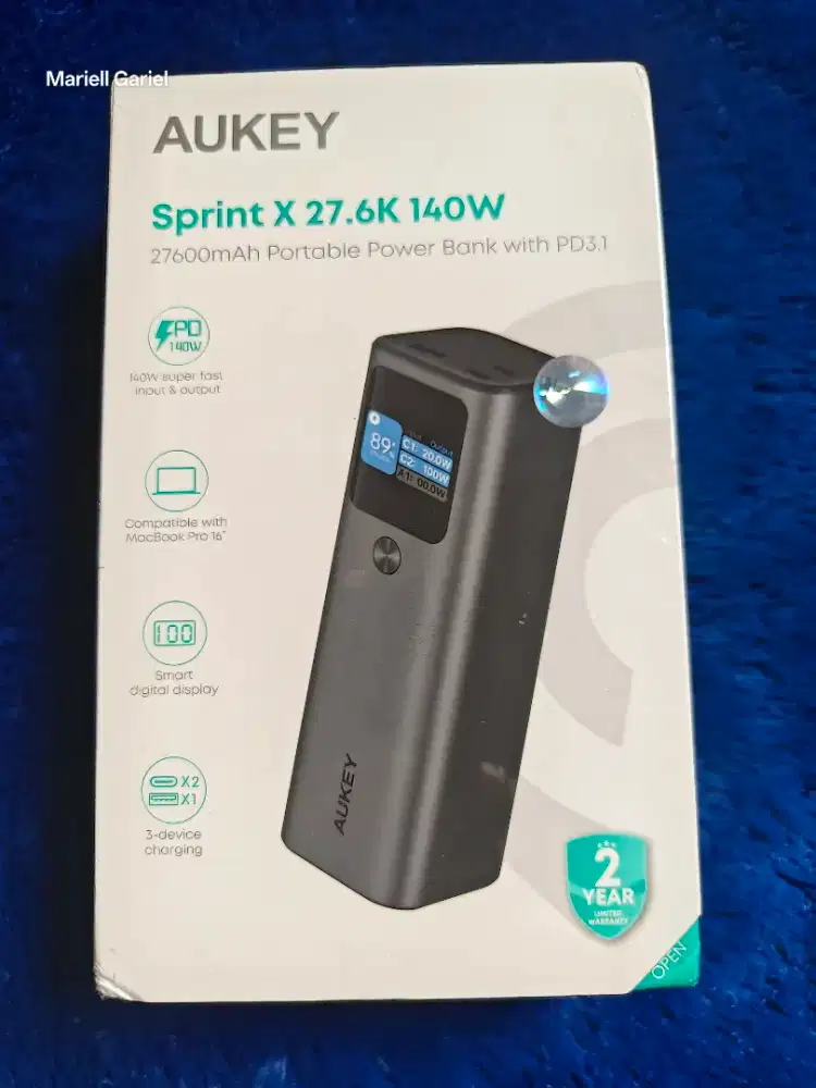 Aukey Powerbank 27.6k PB Y45 PD 3.1 140w Power Bank iPhone Laptop
