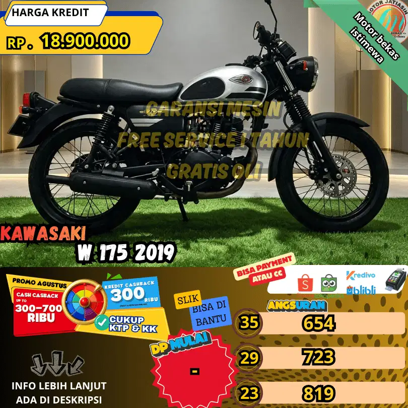KAWASAKI W 175 2019  PLAT B DEPOK KENDALA SLIK BISA DI BANTU