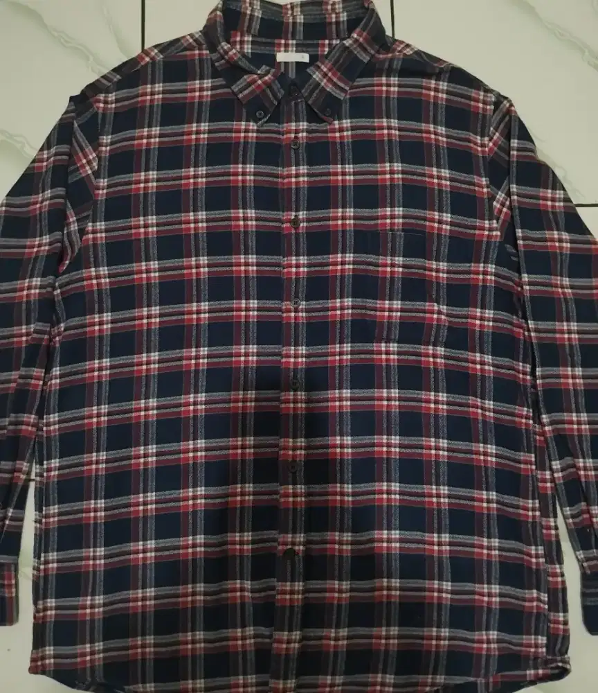 Flannel Navy Merah