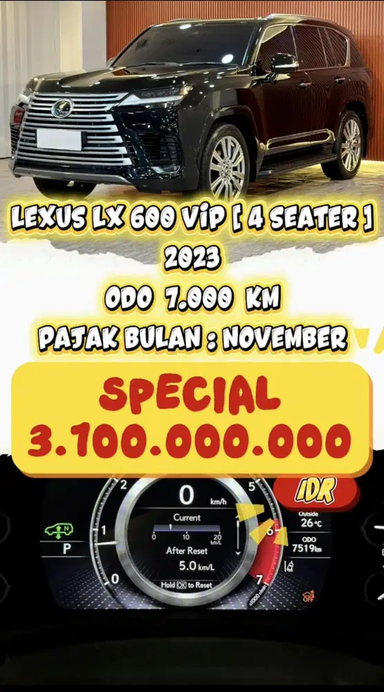[ ODO 7.000 KM ] LEXUS LX 600 VIP AT 2023 BERGARANSI