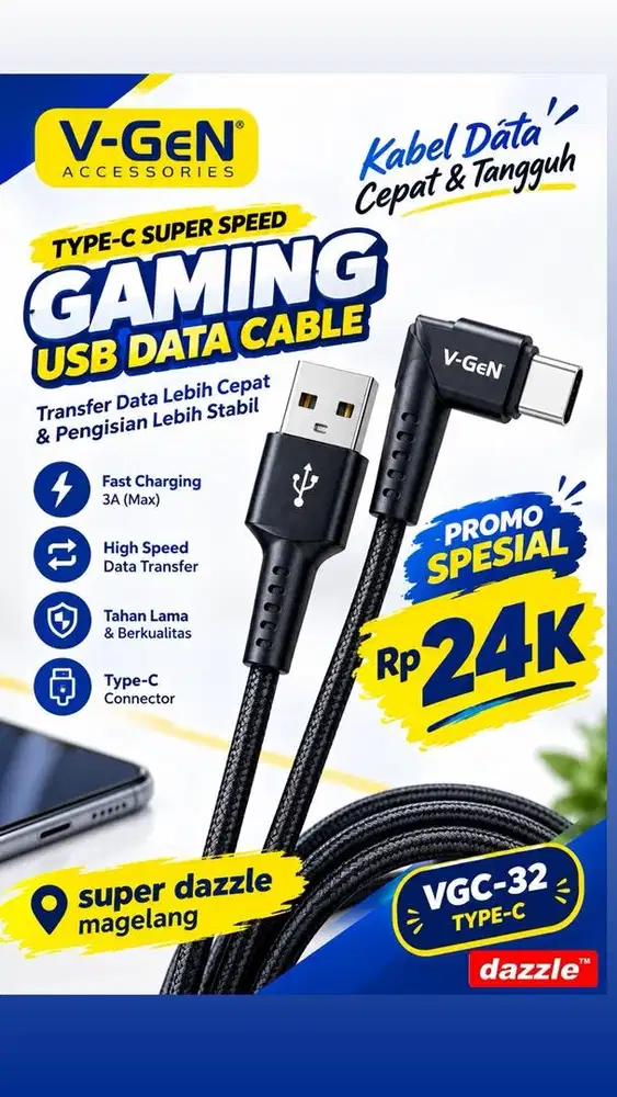 Kd vgen a to c vgc 32 gaming 3a 1m black
