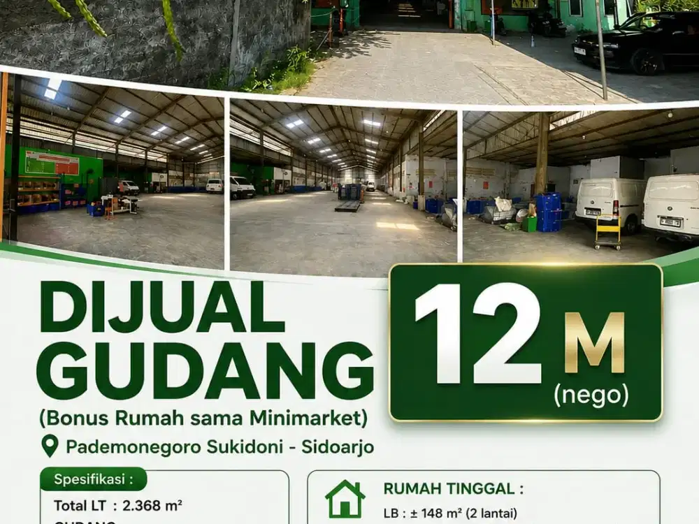 CA1241 DIJUAL GUDANG BONUS RUMAH MINI MARKET MURAH DI SIDOARJO