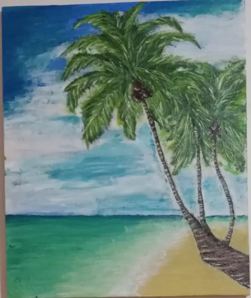 Lukisan akrilik pantai Ukuran 50x60cm