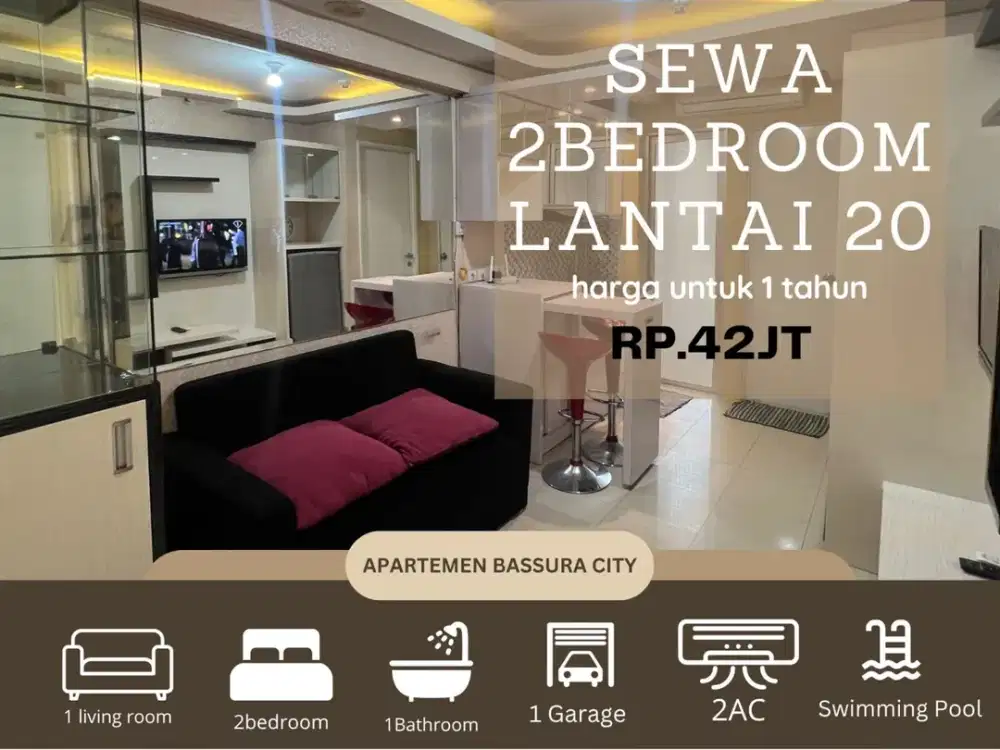 Sewa 2kamar full furnish fasilitas terlengkap apartemen bassura city