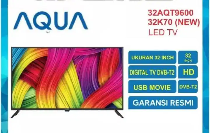 TV LED DIGITAL merk AQUA 32 inch FULL SET seperti BARU